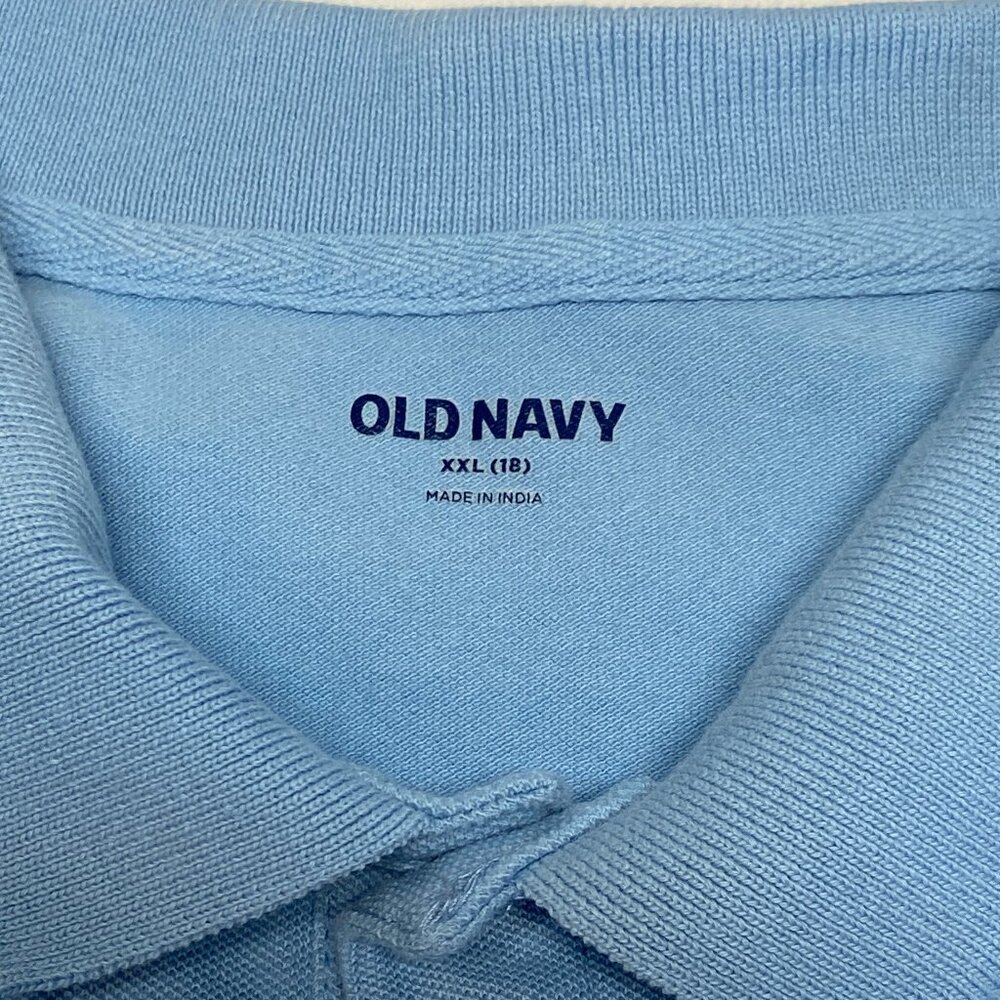 Old Navy XXL Polo Shirt Long Sleeve Two Button Stretch Knit Light Blue Uniform - Picture 10 of 11